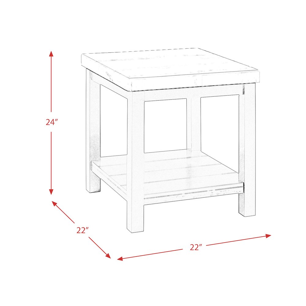 Evie White Marble Square End Table