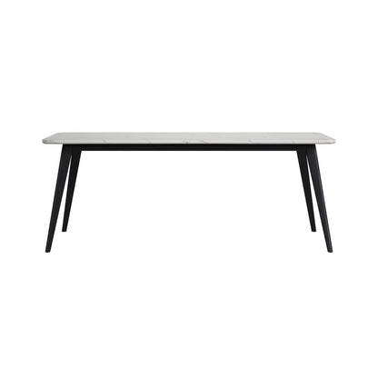 Megan Dining Table with White Faux Marble Top in Black