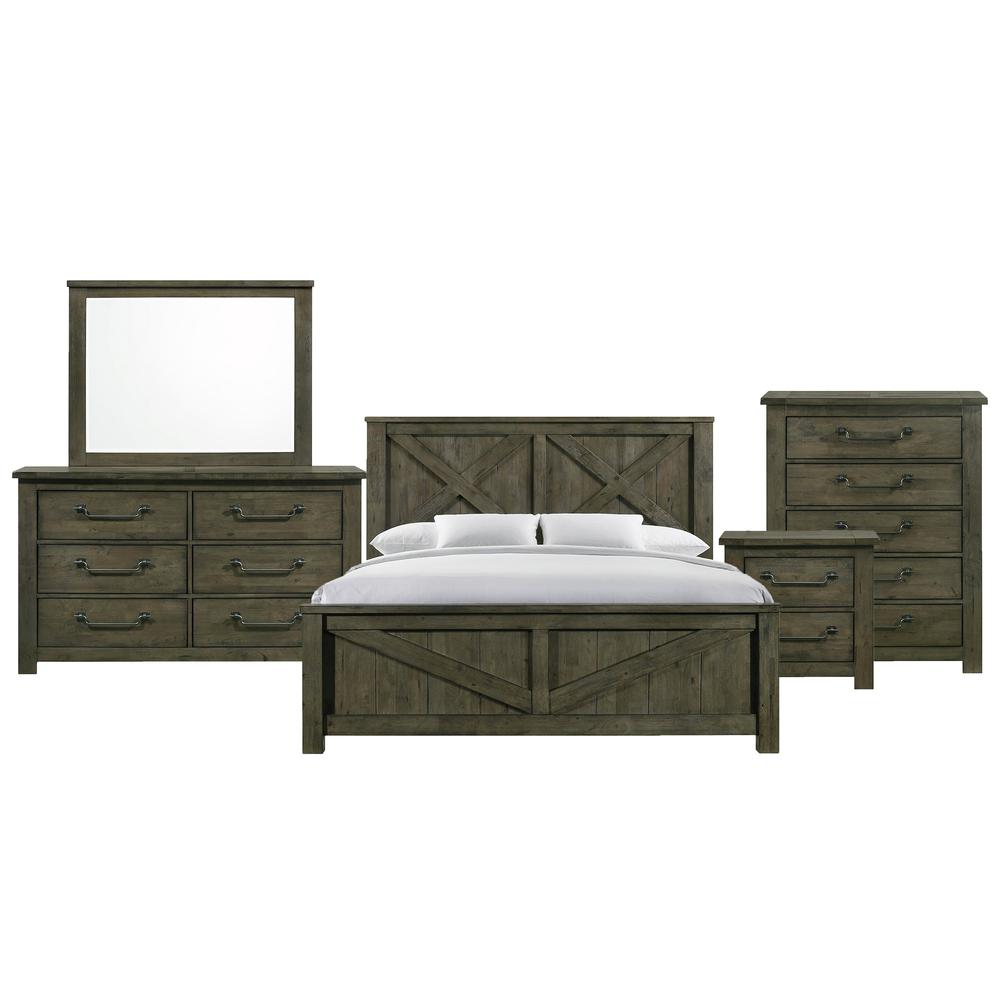 Memphis King Panel 5PC Bedroom Set in Grey