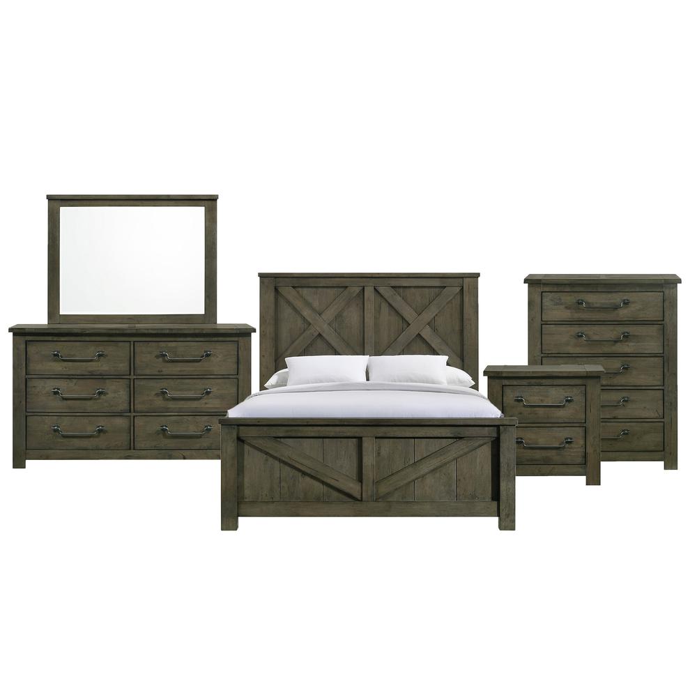 Memphis Queen Panel 5PC Bedroom Set in Grey
