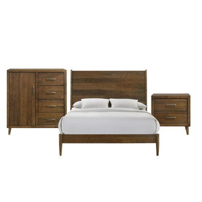 Zuma Queen Panel 3PC Bedroom Set in Walnut