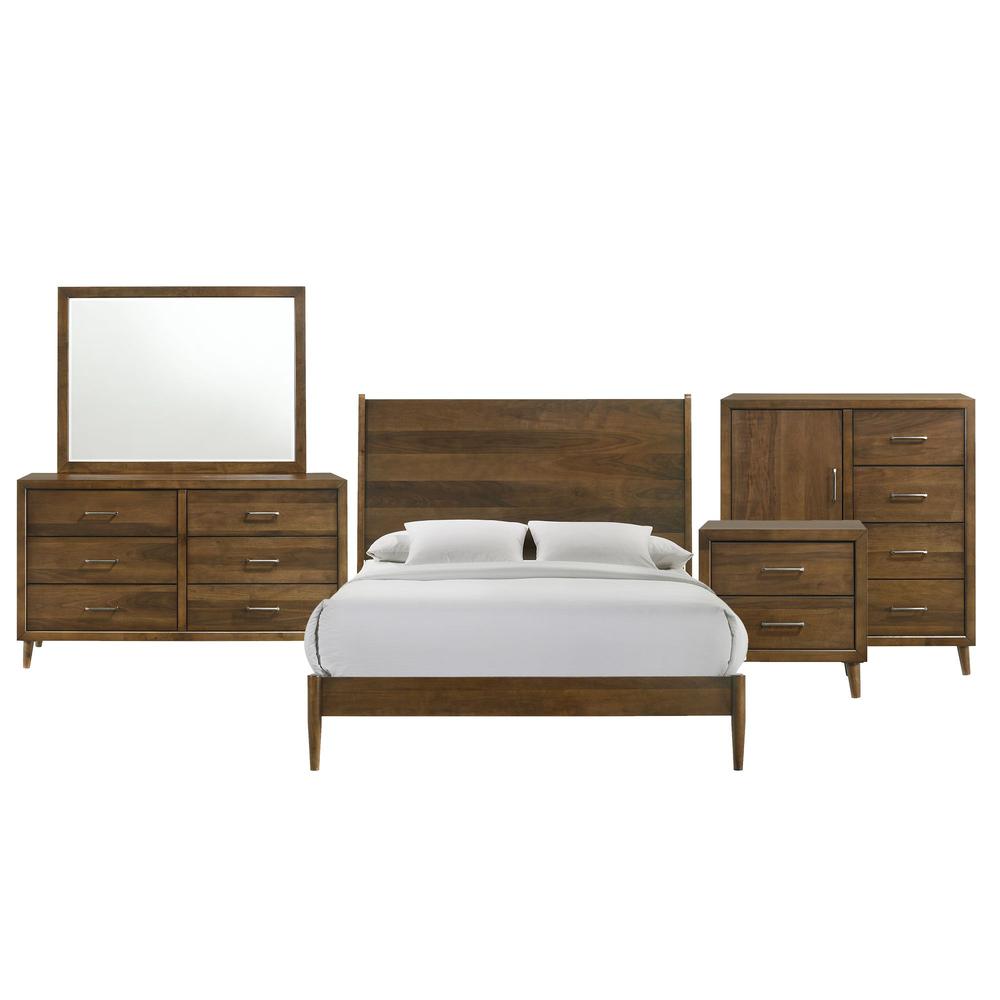 Zuma Queen Panel 5PC Bedroom Set in Walnut