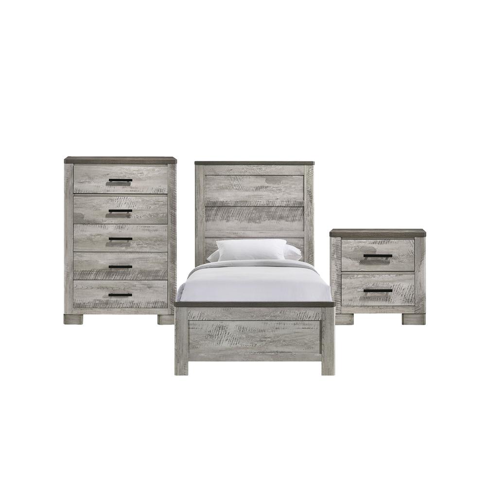 Adam Twin Panel 3PC Bedroom Set in Gray