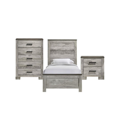 Adam Twin Panel 3PC Bedroom Set in Gray