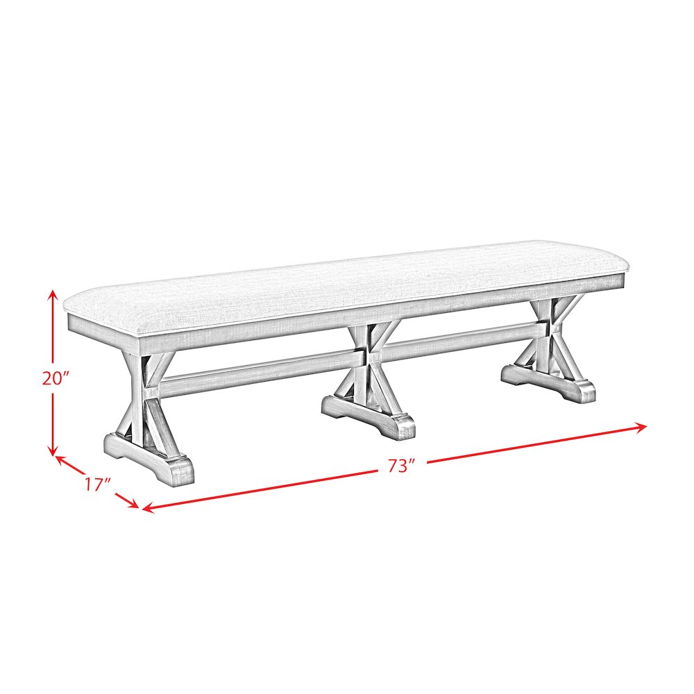 Johnshaven Dining Bench with Light Grey Fabric in Espresso
