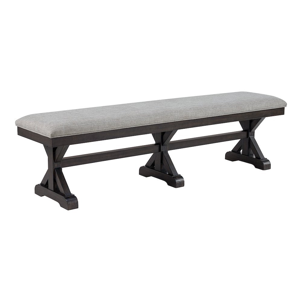 Johnshaven Dining Bench with Light Grey Fabric in Espresso