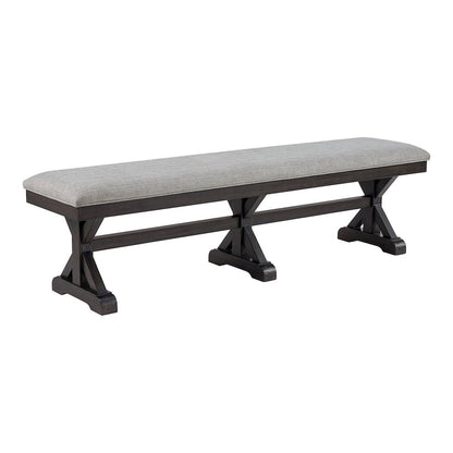 Johnshaven Dining Bench with Light Grey Fabric in Espresso