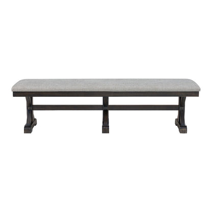 Johnshaven Dining Bench with Light Grey Fabric in Espresso