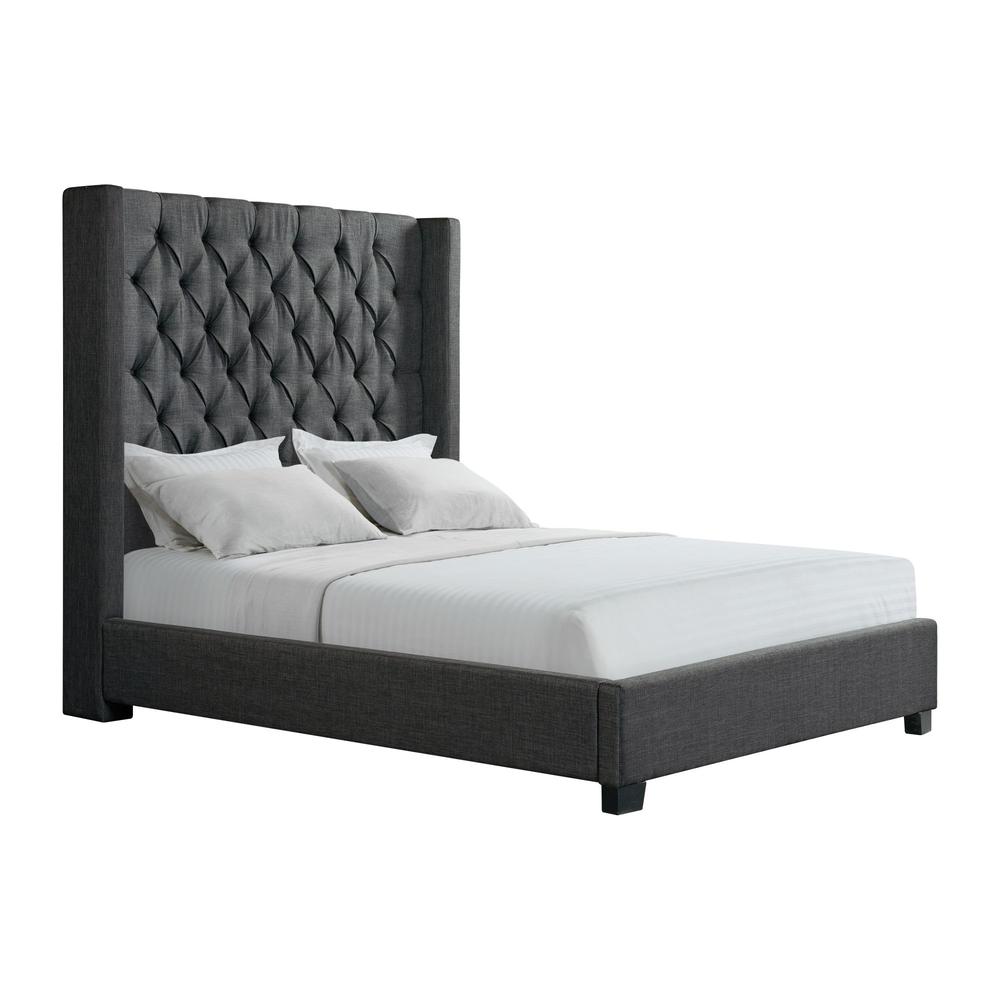 Arden Queen Tufted Upholstered Bed in Charcoal