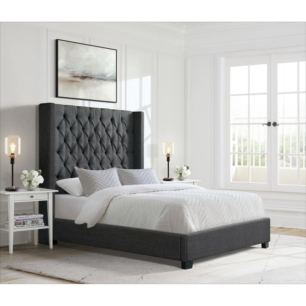 Arden King Tufted Upholstered Bed in Charcoal