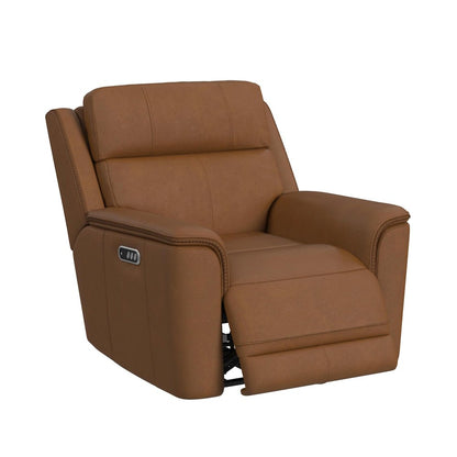 Mustang Power Motion Recliner with Power Headrest and Lumbar in Aline Butternut