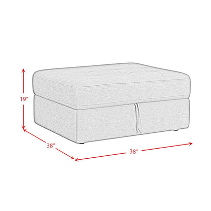 Options One Storage Ottoman in Palmer Plus Ash