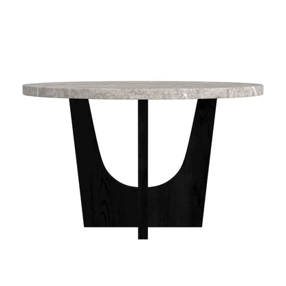 Salem Round Counter Table with Grey Faux Marble Top in Black