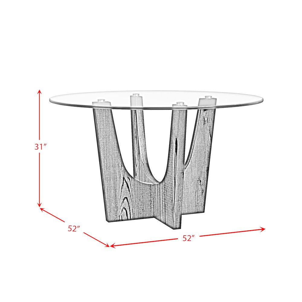 Salem Round Dining Table with Glass Top in Black