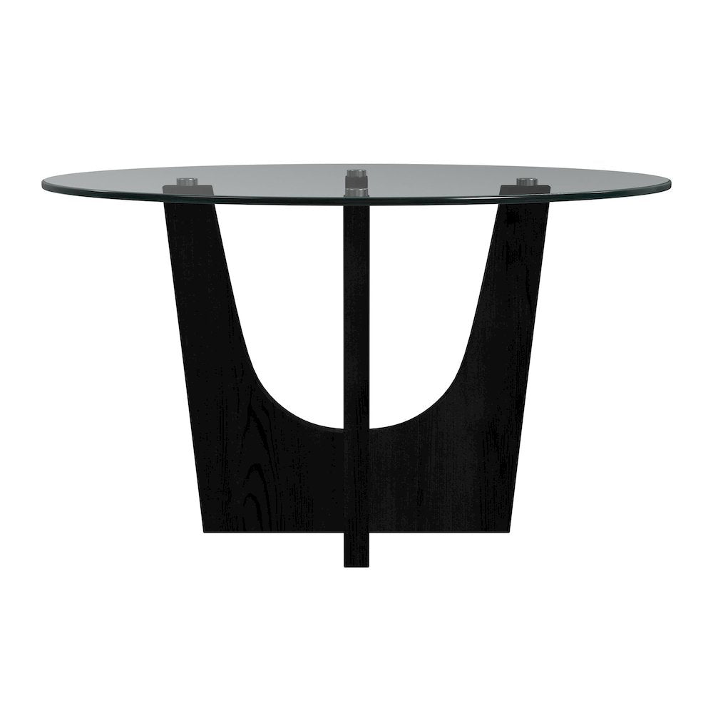 Salem Round Dining Table with Glass Top in Black