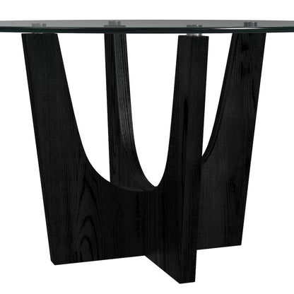 Salem Round Dining Table with Glass Top in Black