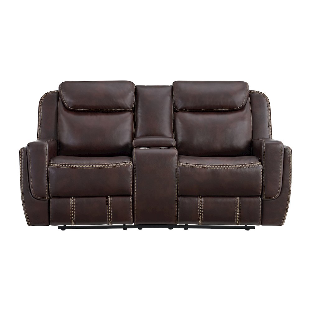 Lynx Motion Loveseat with Console in Neono Brown