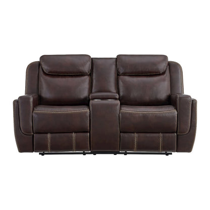 Lynx Motion Loveseat with Console in Neono Brown