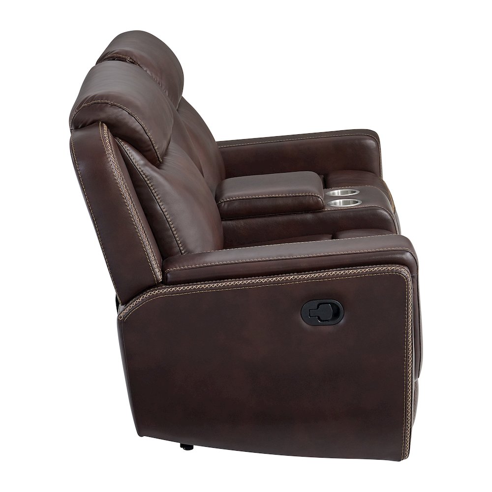 Lynx Motion Loveseat with Console in Neono Brown
