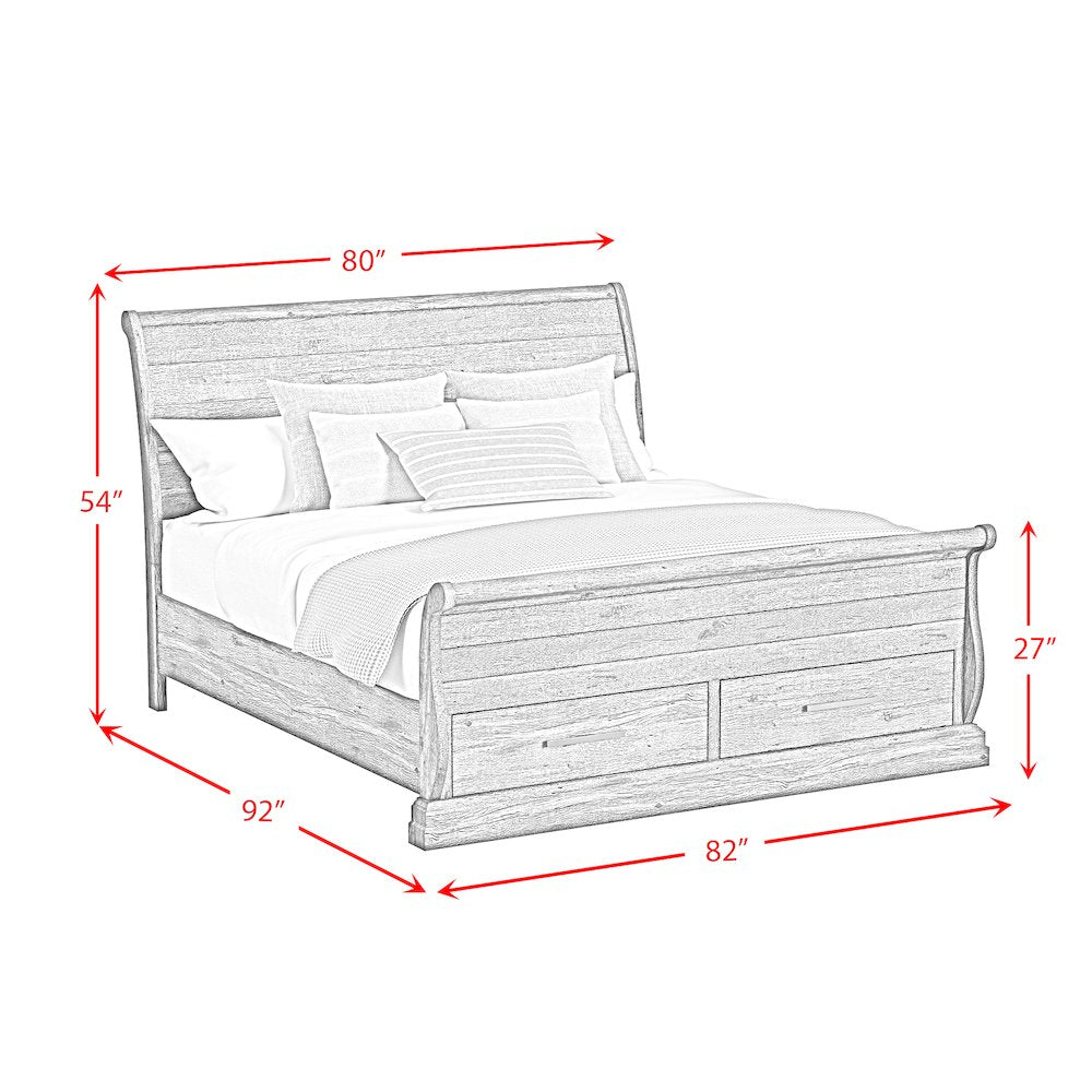 Park Ridge King Sleigh Storage 5PC Bedroom Set in Charcoal