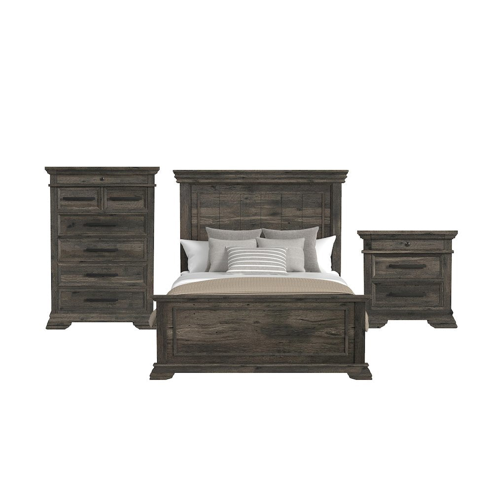 Park Ridge Queen Panel 3PC Bedroom Set in Charcoal