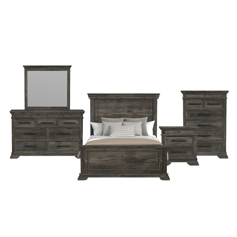 Park Ridge Queen Panel 5PC Bedroom Set in Charcoal