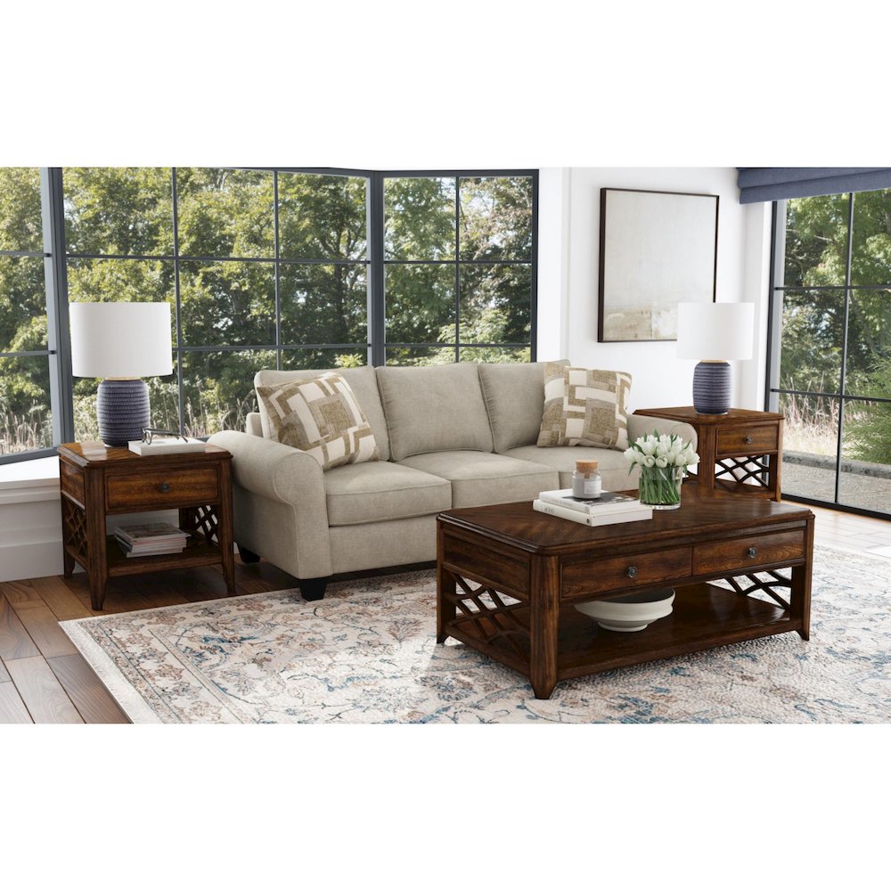 Stark 3PC Occasional Table Set in Cherry-Coffee Table & Two End Table