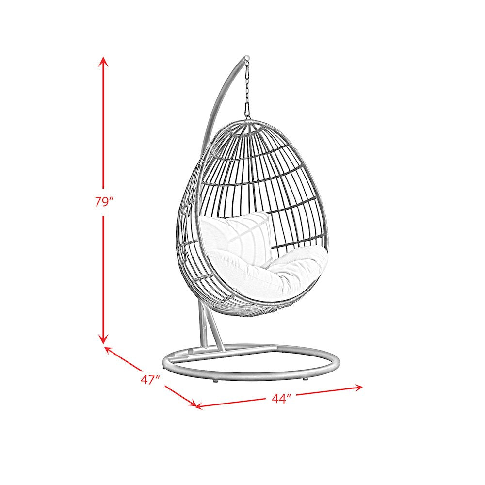 Playa Swing Egg Chair with Base and Pillar - Dark Grey and Olefin Beige