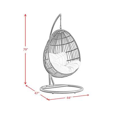 Playa Swing Egg Chair with Base and Pillar - Dark Grey and Olefin Beige