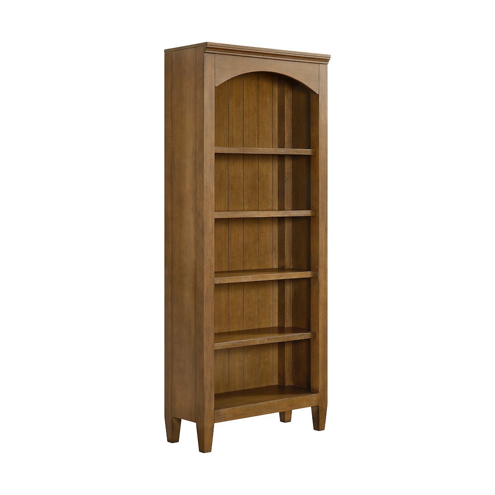 Beth Open Bookcase in Brown Oak