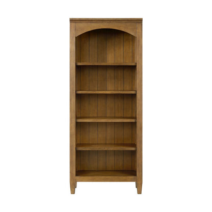 Beth Open Bookcase in Brown Oak