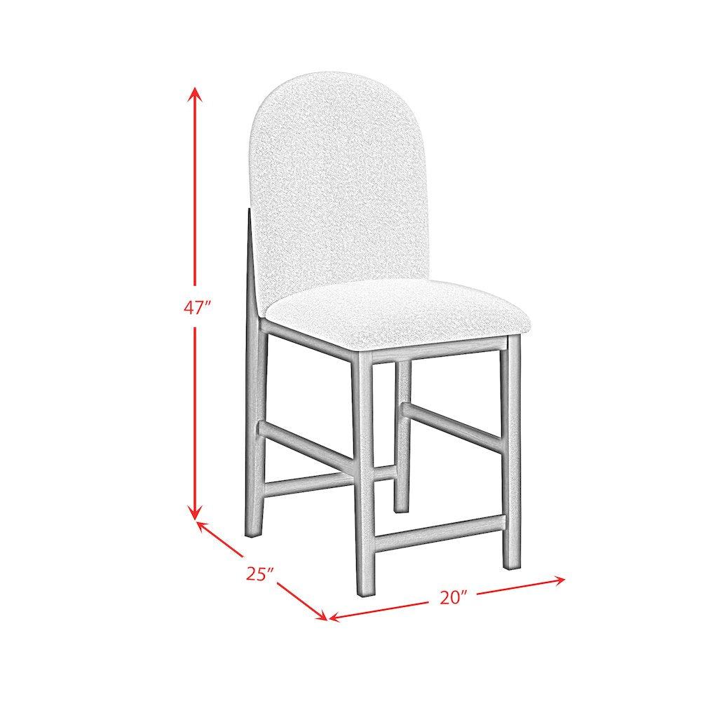 Canal Round Back Barstool with Grey Fabric in Black