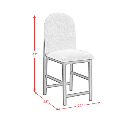 Canal Round Back Barstool with Grey Fabric in Black