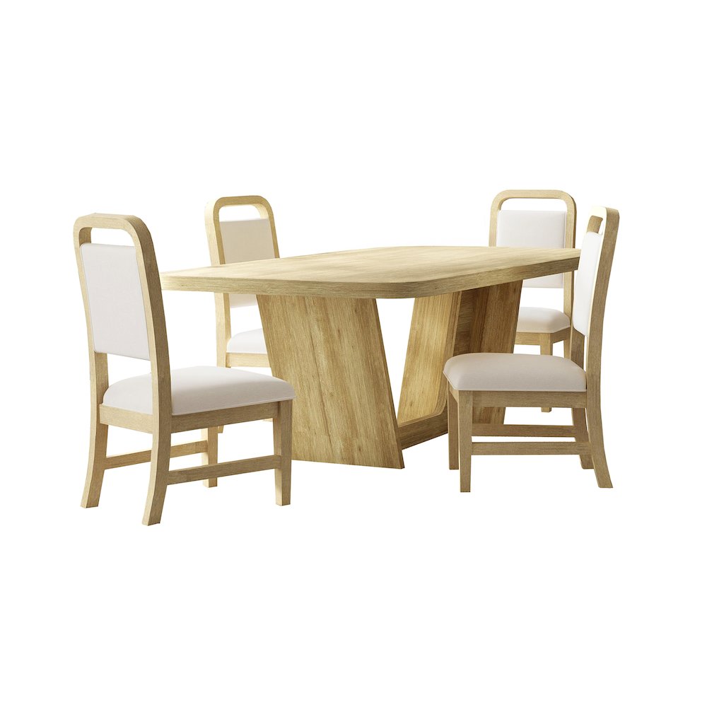 Ridgemont 5PC Standard Height Dining Set in Natural-Table and Four Chairs