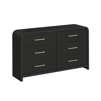 Ridgemont 6-Drawer Dresser in Black with Grain