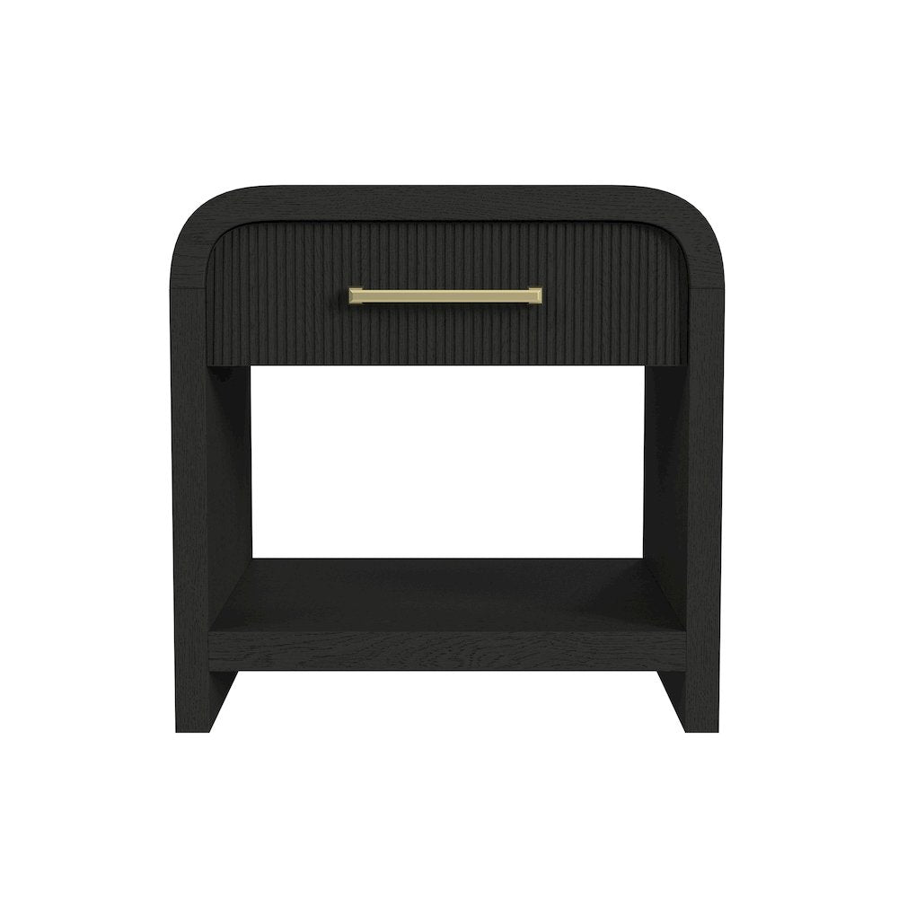 Woodridge End Table with USB in Black with Grain