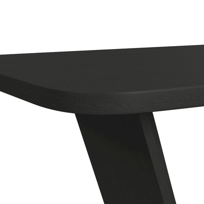7PC Standard Height Dining Set in Black with Grain-Table, Six Grey Fabric Chairs