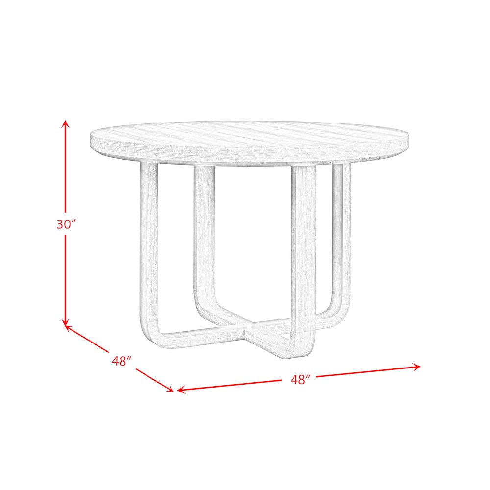 5PC  Dining Set in Black, Grain-Round Table, Four White Fabric Chairs