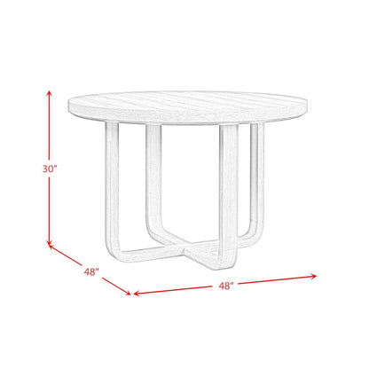 5PC  Dining Set in Black, Grain-Round Table, Four White Fabric Chairs