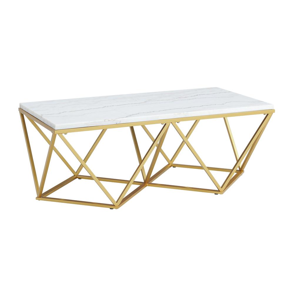Conner 2PC Occasional Table Set in Gold-Coffee Table & End Table