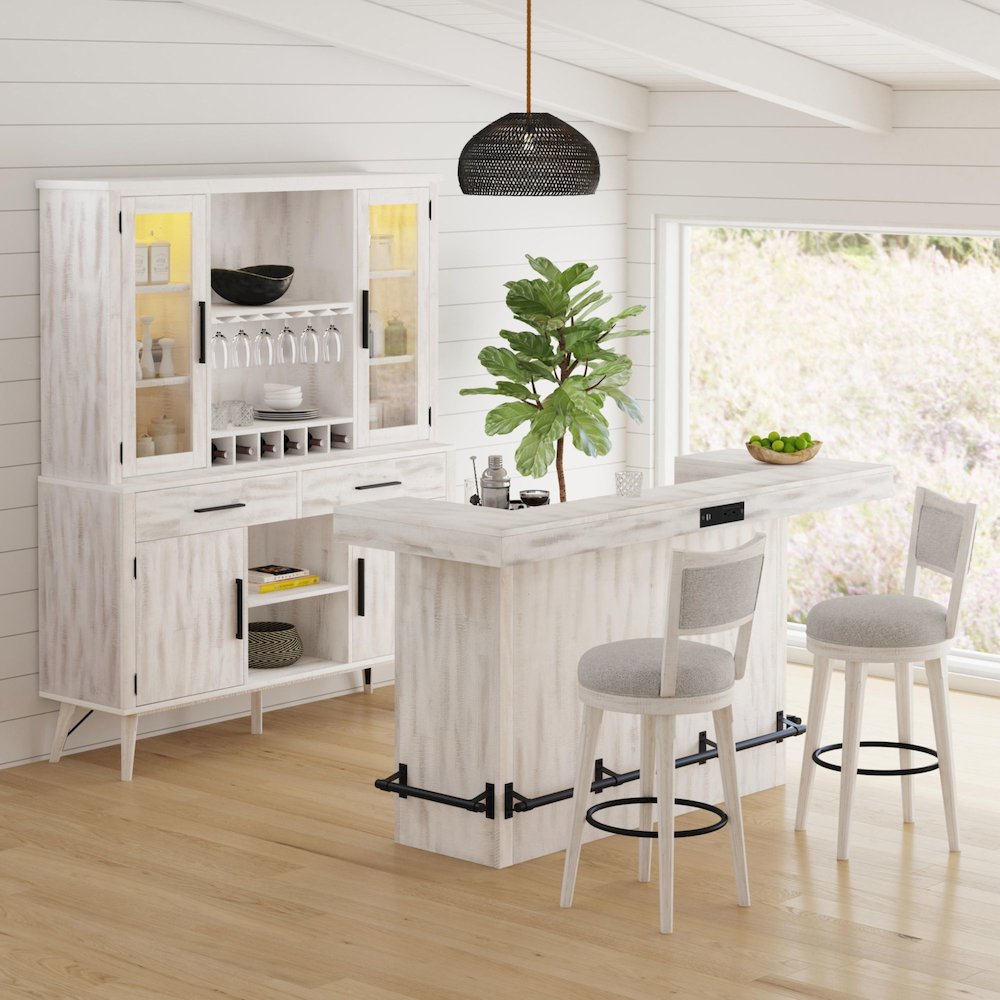 Rogen Rustic Buffet & Hutch with LED in Rustic White