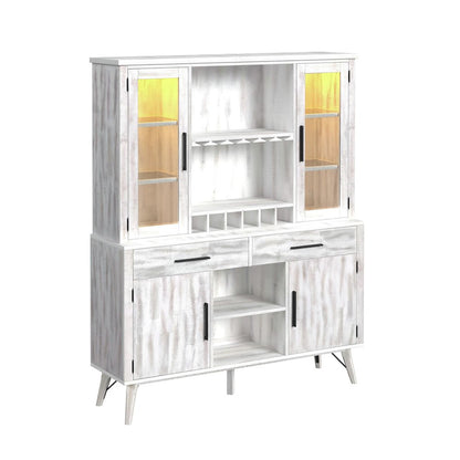 Rogen Rustic Buffet & Hutch with LED in Rustic White