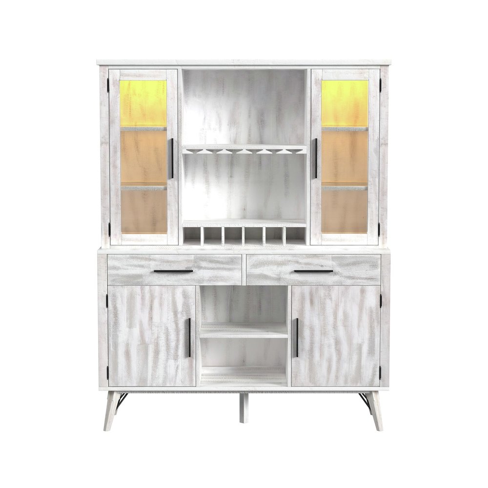 Rogen Rustic Buffet & Hutch with LED in Rustic White
