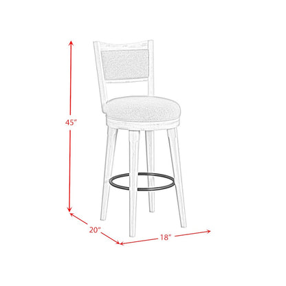 Rogen Rustic Swivel Bar Stool with Grey Fabric in Rustic White (2 Per Carton)
