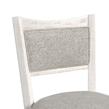 Rogen Rustic Swivel Bar Stool with Grey Fabric in Rustic White (2 Per Carton)
