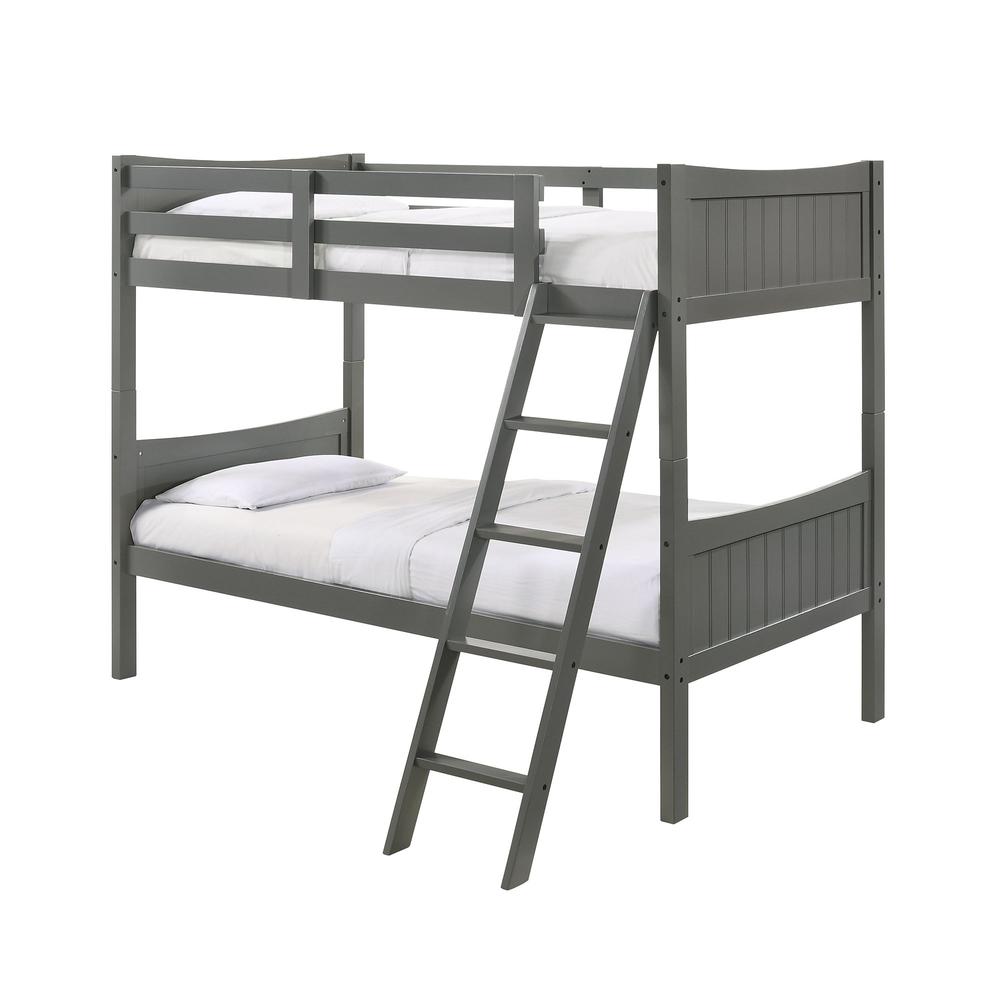 Santino Twin Over Twin Bunk Bed in Grey