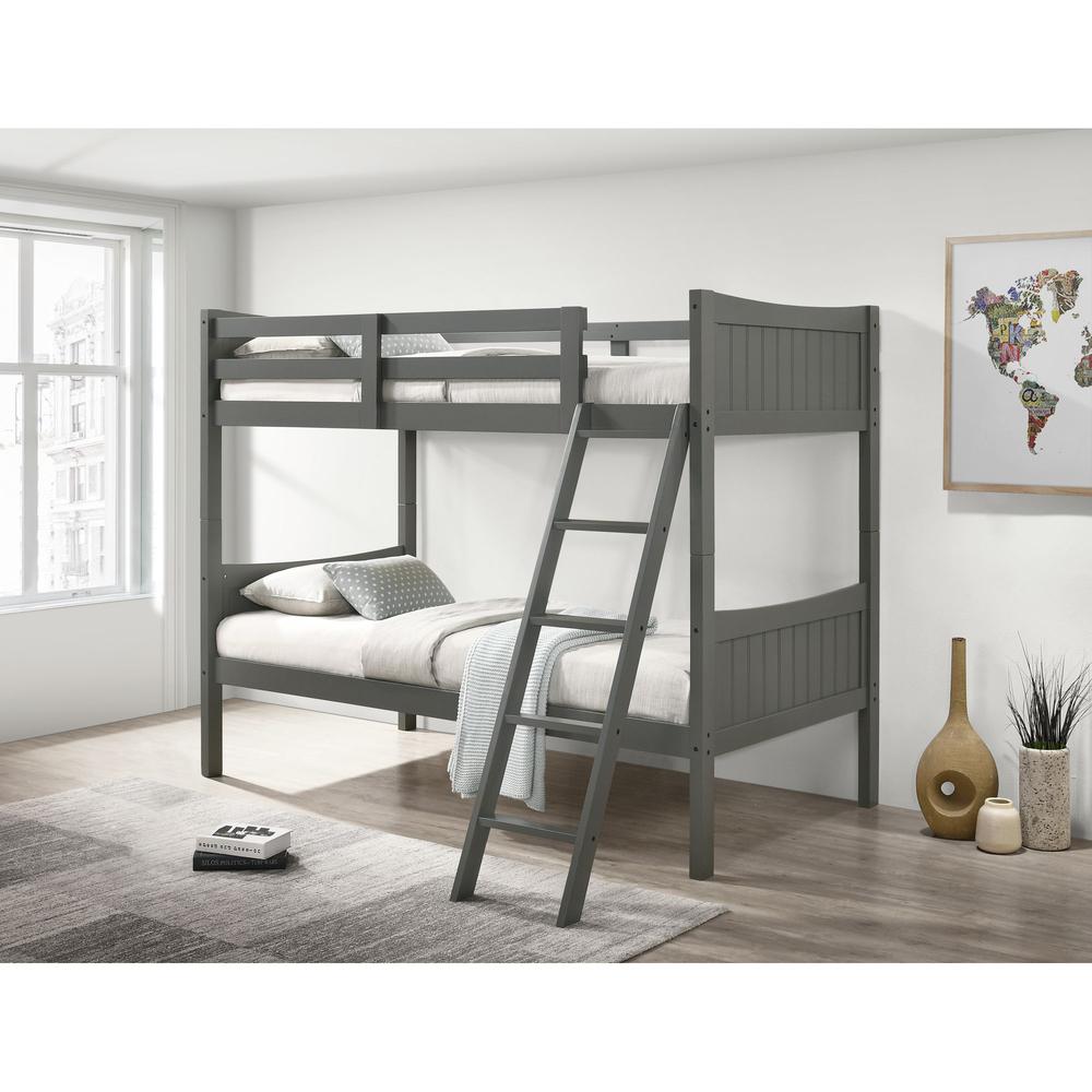 Santino Twin Over Twin Bunk Bed in Grey