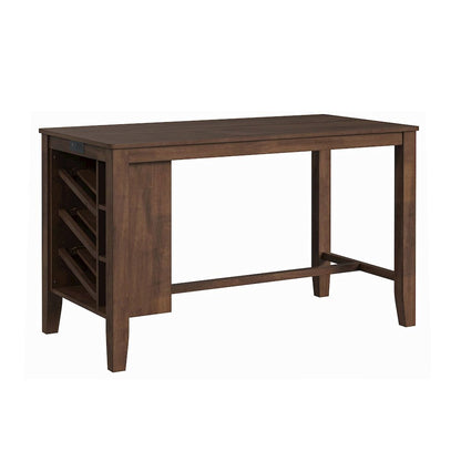 Veronica Kitchen Island & 2 Counter Stools with Dark Grey Fabric in Walnut
