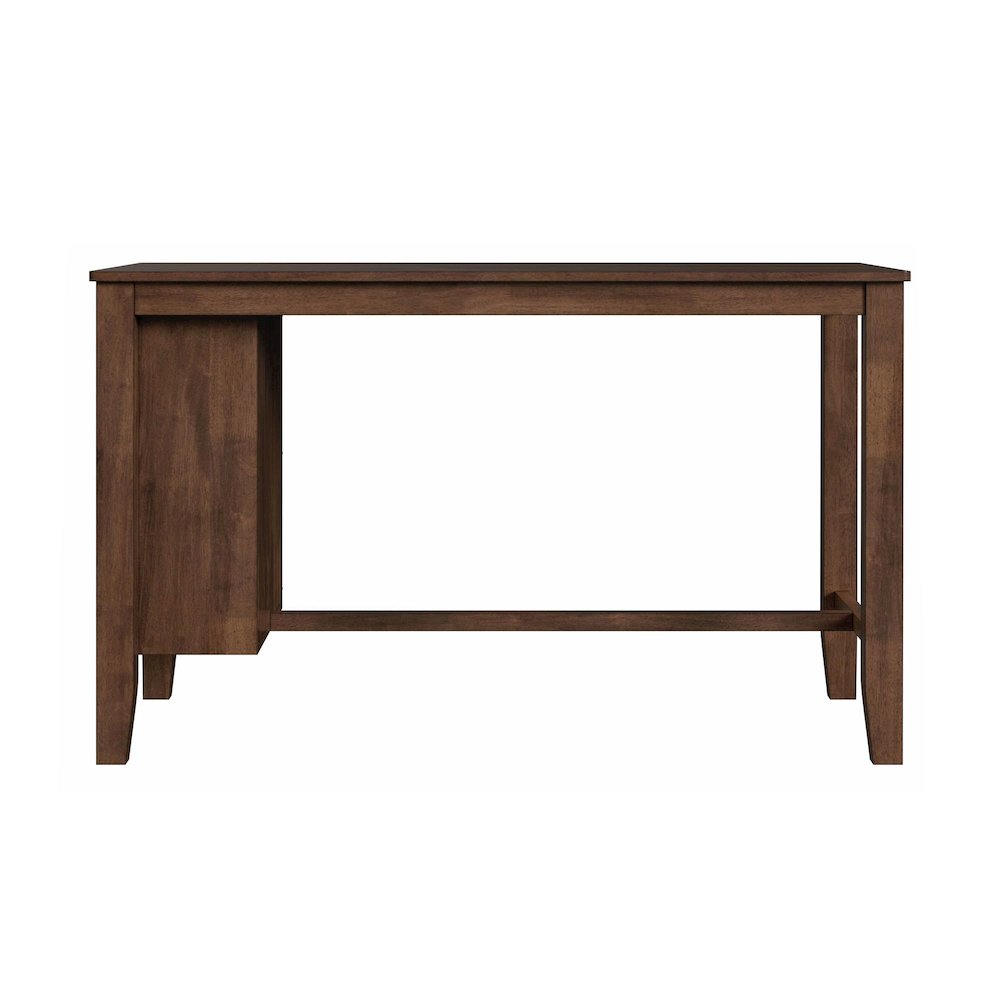Veronica Kitchen Island & 2 Counter Stools with Dark Grey Fabric in Walnut