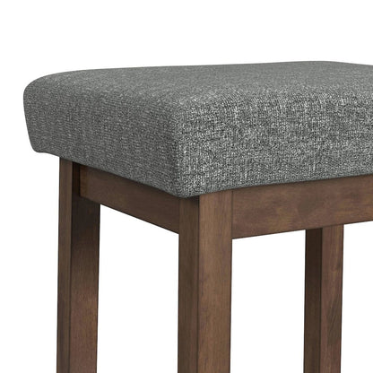 Veronica Kitchen Island & 2 Counter Stools with Dark Grey Fabric in Walnut